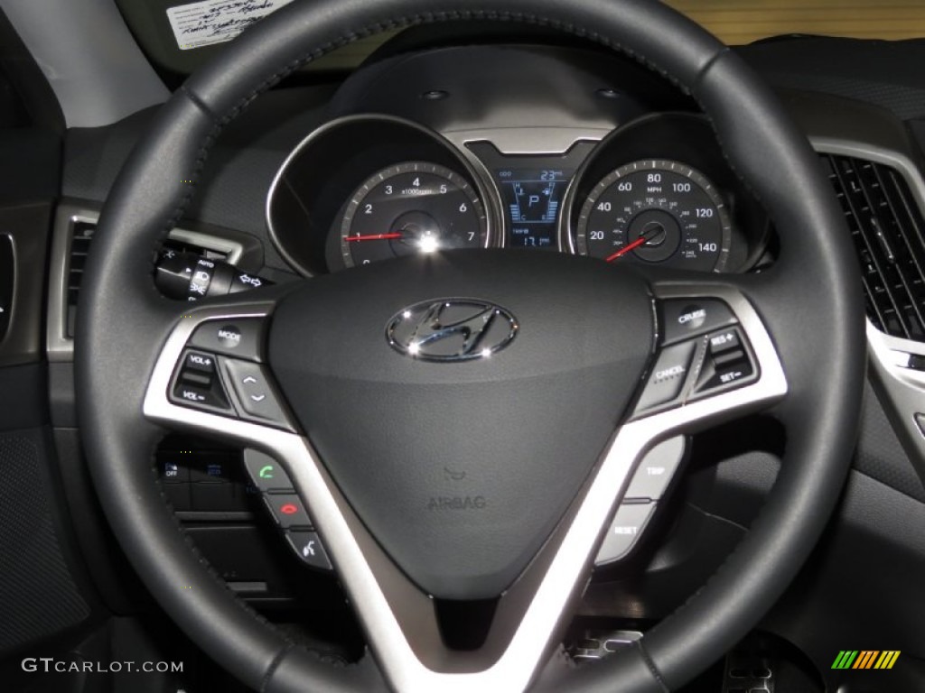2013 Hyundai Veloster Standard Veloster Model Gray Steering Wheel Photo #81180875