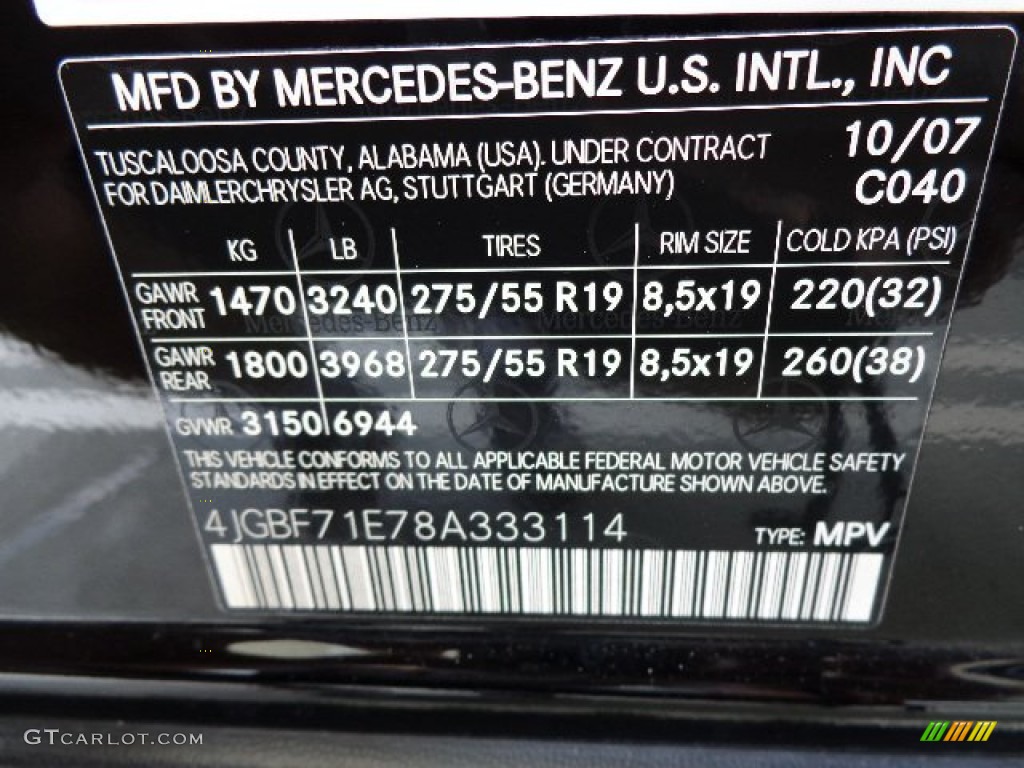 2008 GL Color Code 040 for Black Photo #81182241