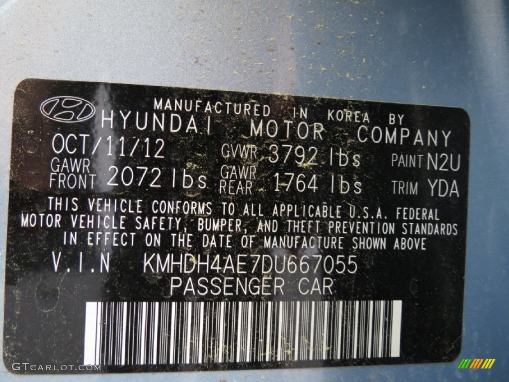 2013 Elantra Limited - Blue Sky Metallic / Beige photo #7
