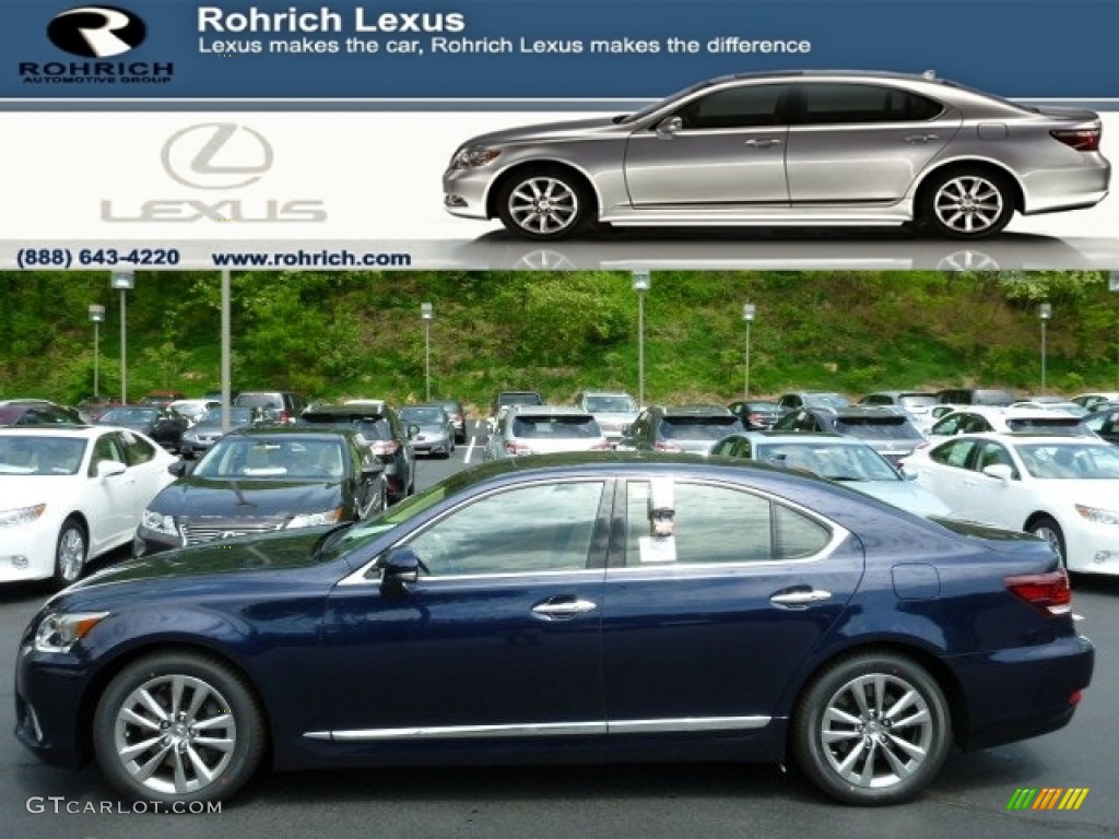 2013 LS 460 AWD - Deep Sea Blue Mica / Flaxen/Shimamoku Espresso photo #1