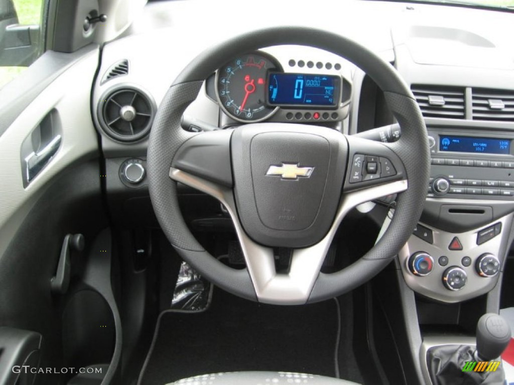 2013 Chevrolet Sonic LS Hatch Jet Black/Dark Titanium Steering Wheel Photo #81185396