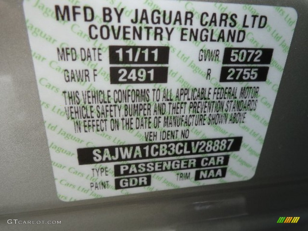 2012 Jaguar XJ XJ Color Code Photos