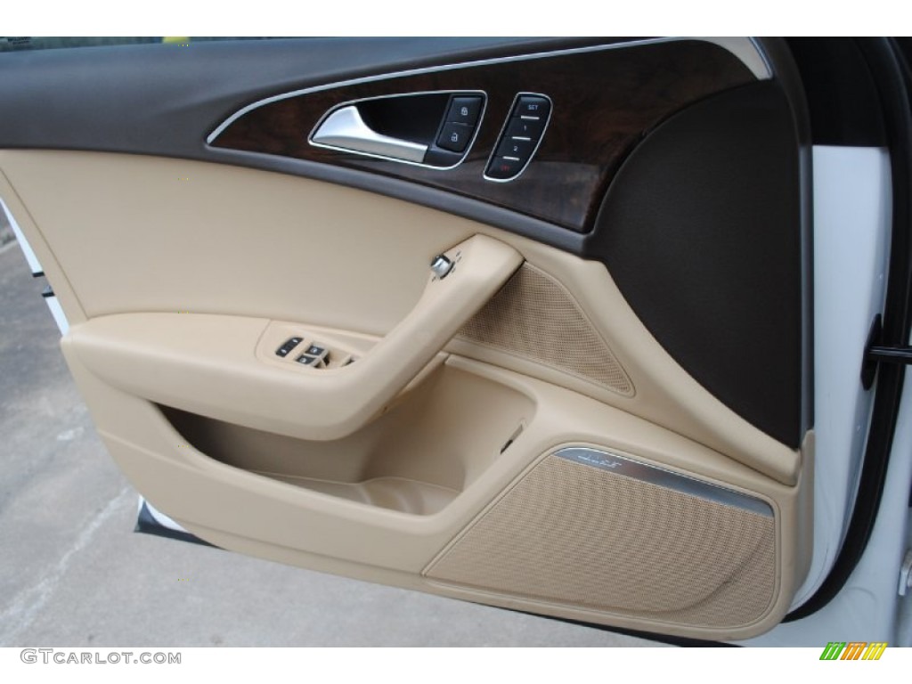 2012 Audi A6 3.0T quattro Sedan Velvet Beige Door Panel Photo #81186225