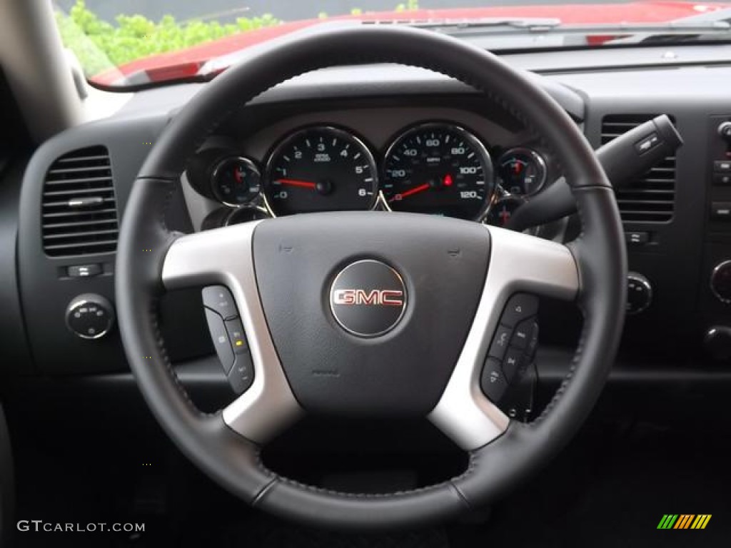 2013 GMC Sierra 1500 SLE Crew Cab 4x4 Ebony Steering Wheel Photo #81186897
