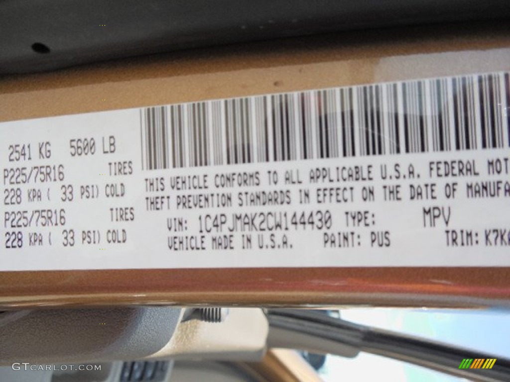 2012 Jeep Liberty Sport 4x4 Color Code Photos
