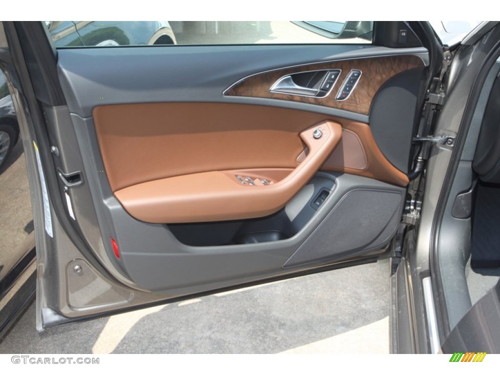 2013 Audi A6 2.0T Sedan Nougat Brown Door Panel Photo #81196403