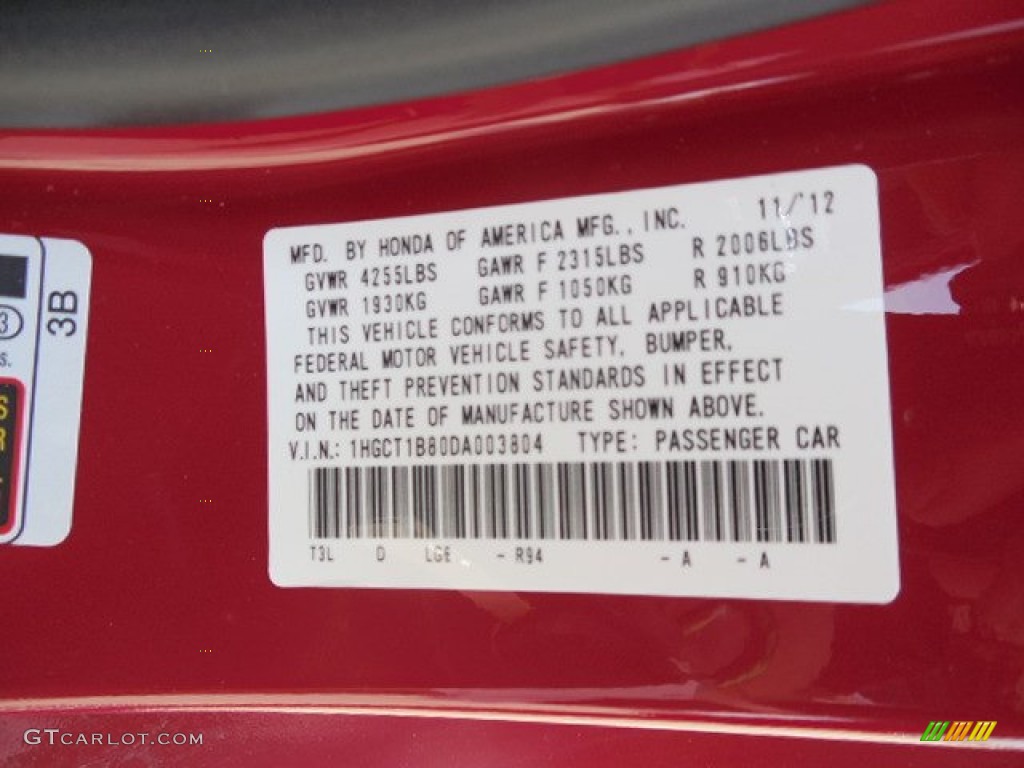 2013 Accord EX-L Coupe - San Marino Red / Black photo #9