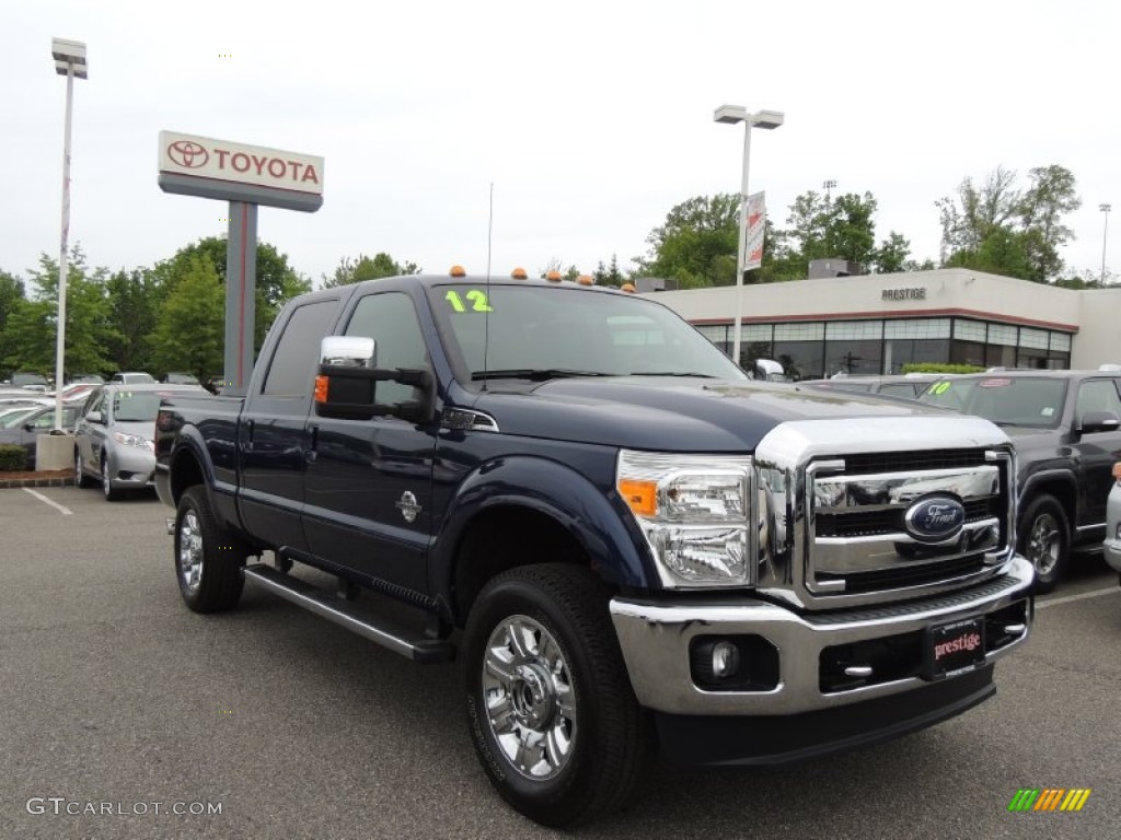 2012 F350 Super Duty Lariat Crew Cab 4x4 - Dark Blue Pearl Metallic / Black photo #1