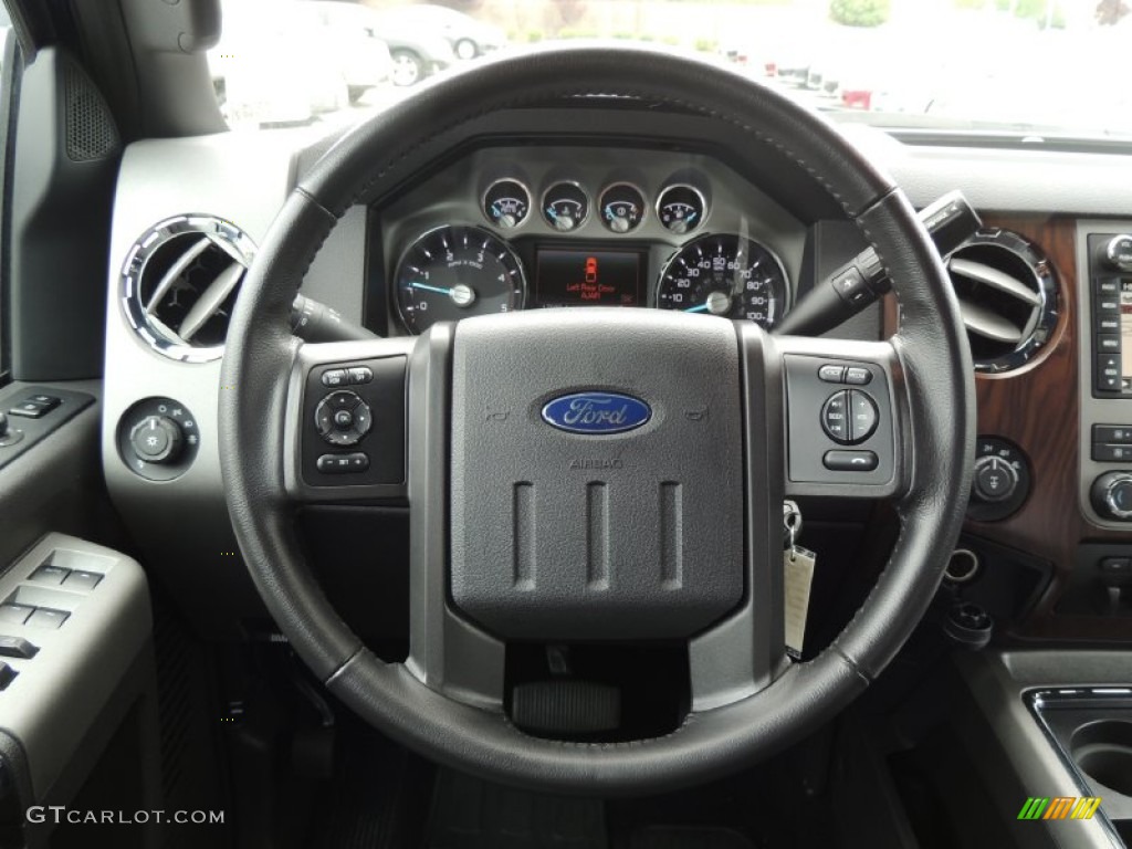 2012 Ford F350 Super Duty Lariat Crew Cab 4x4 Black Steering Wheel Photo #81203316