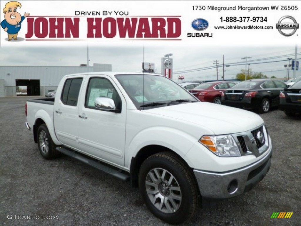 2013 Frontier SL Crew Cab 4x4 - Glacier White / Steel photo #1