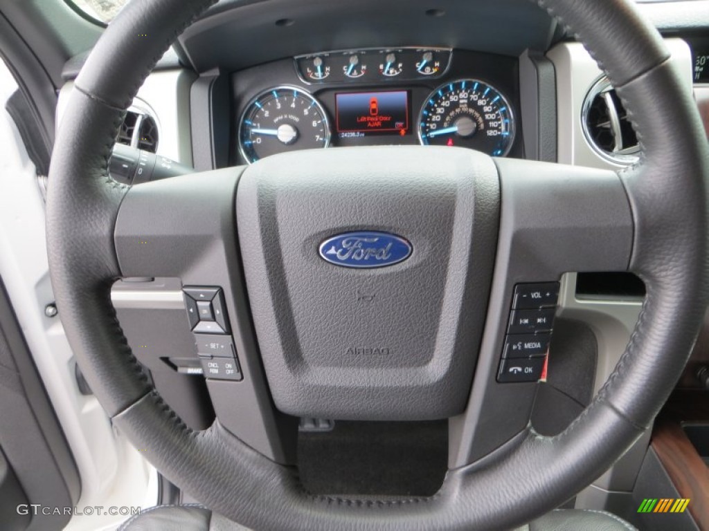 2012 Ford F150 Lariat SuperCrew Black Steering Wheel Photo #81210435