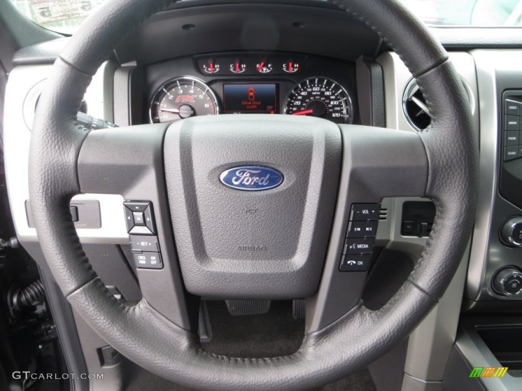 2013 Ford F150 FX4 SuperCrew 4x4 Black Steering Wheel Photo #81216429