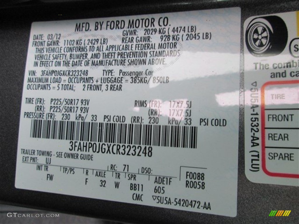 2012 Fusion SEL V6 - Sterling Grey Metallic / Charcoal Black photo #18