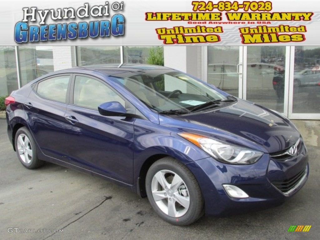 2013 Elantra GLS - Indigo Night / Beige photo #1