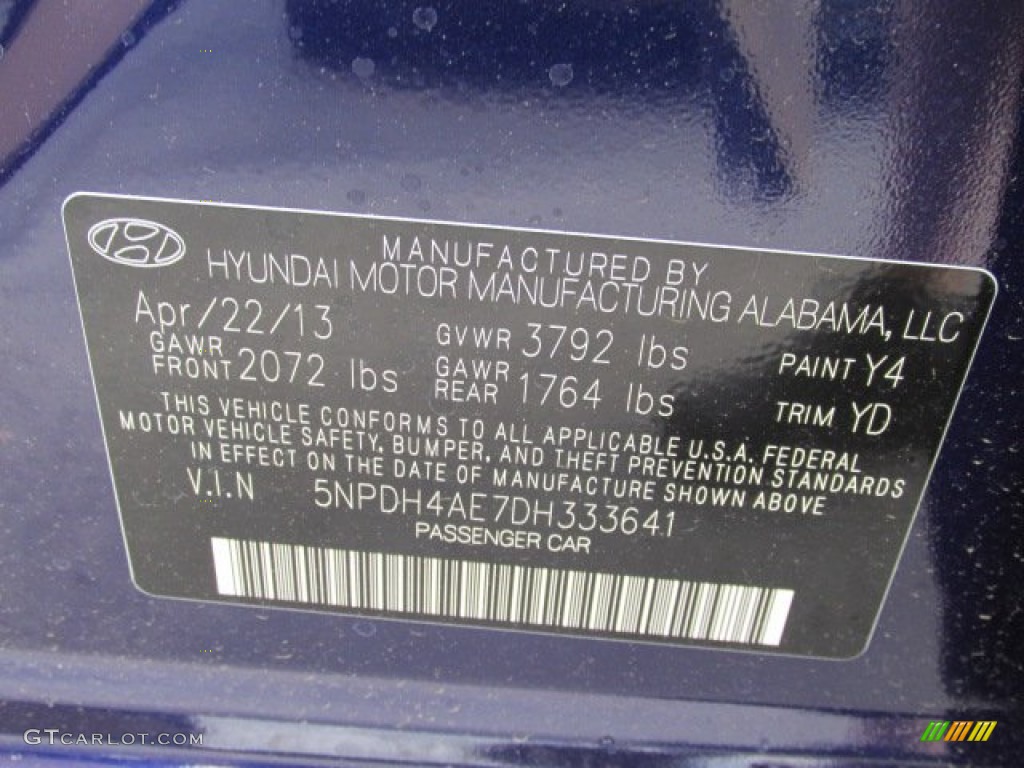 2013 Elantra GLS - Indigo Night / Beige photo #10