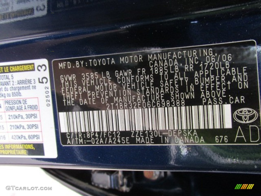 2006 Corolla S - Indigo Ink Pearl / Dark Charcoal photo #19