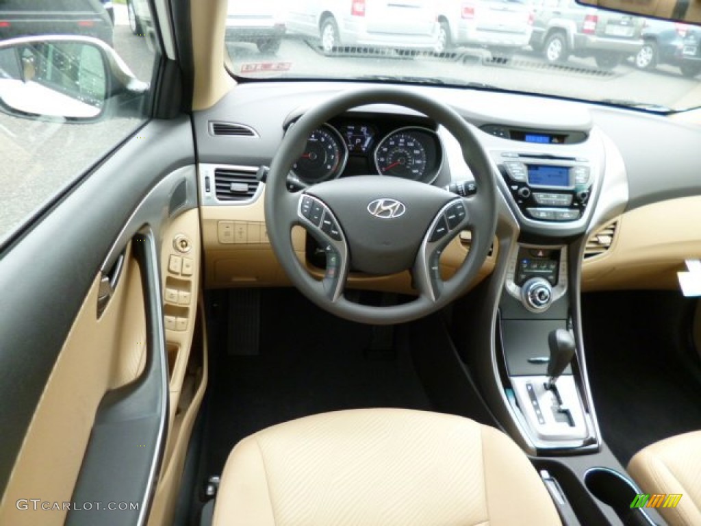 2013 Elantra GLS - Shimmering White / Beige photo #14