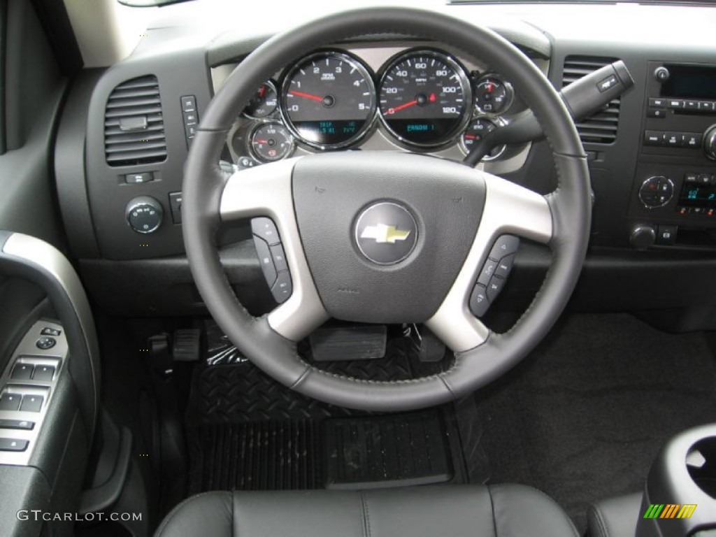 2013 Chevrolet Silverado 3500HD LT Extended Cab 4x4 Dually Ebony Steering Wheel Photo #81228271