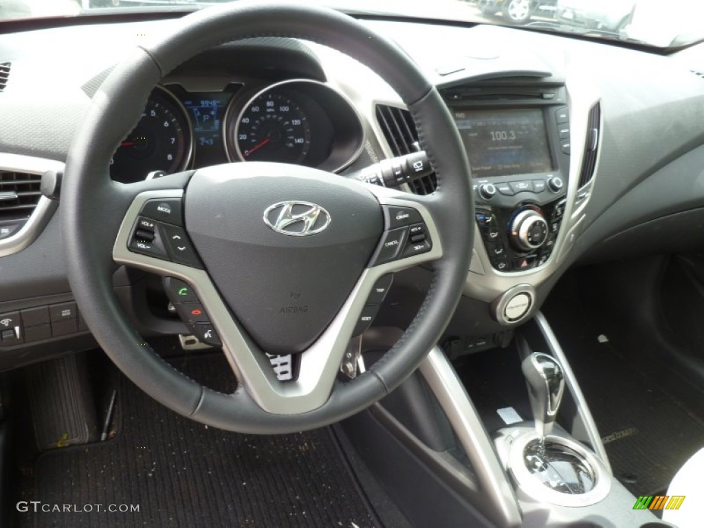 2012 Hyundai Veloster Standard Veloster Model Gray Steering Wheel Photo #81241459