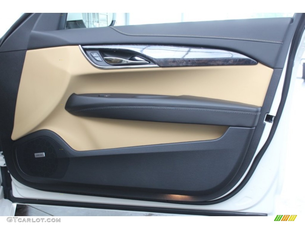 2013 Cadillac ATS 2.0L Turbo Luxury Caramel/Jet Black Accents Door Panel Photo #81244762