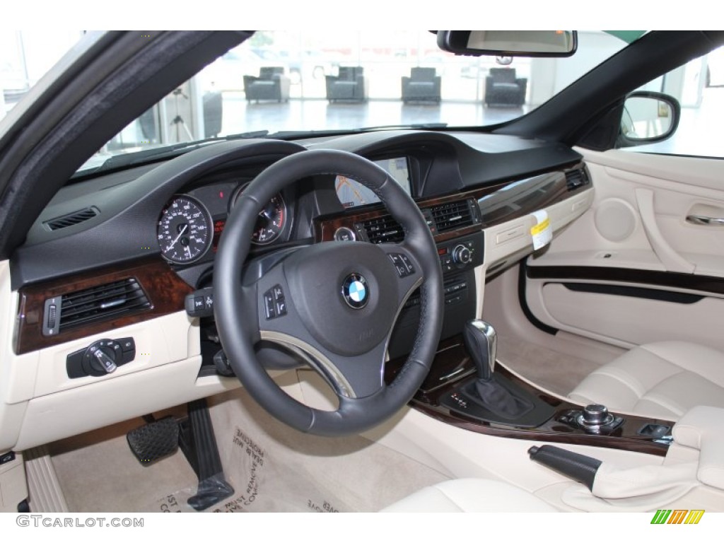 2013 BMW 3 Series 328i Convertible Cream Beige Dashboard Photo #81245272