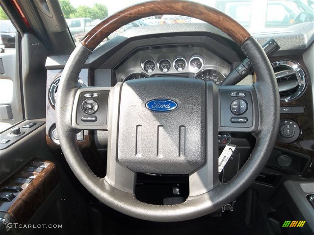 2013 Ford F250 Super Duty Platinum Crew Cab 4x4 Black Steering Wheel Photo #81246988