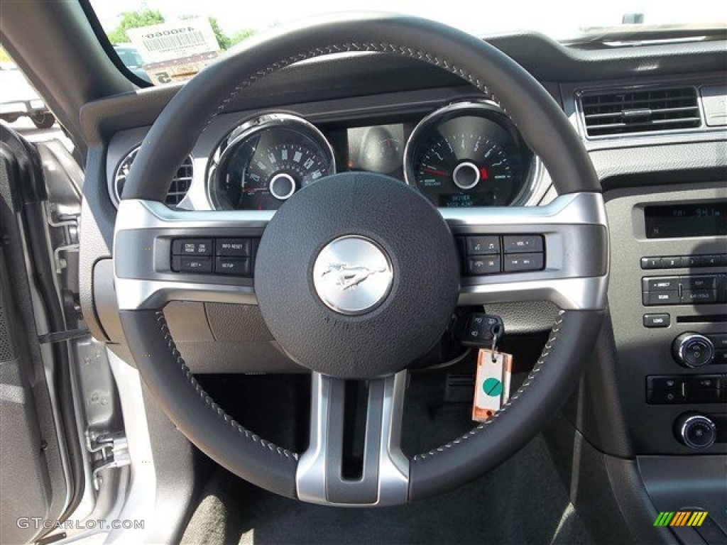 2014 Ford Mustang V6 Coupe Charcoal Black Steering Wheel Photo #81249520