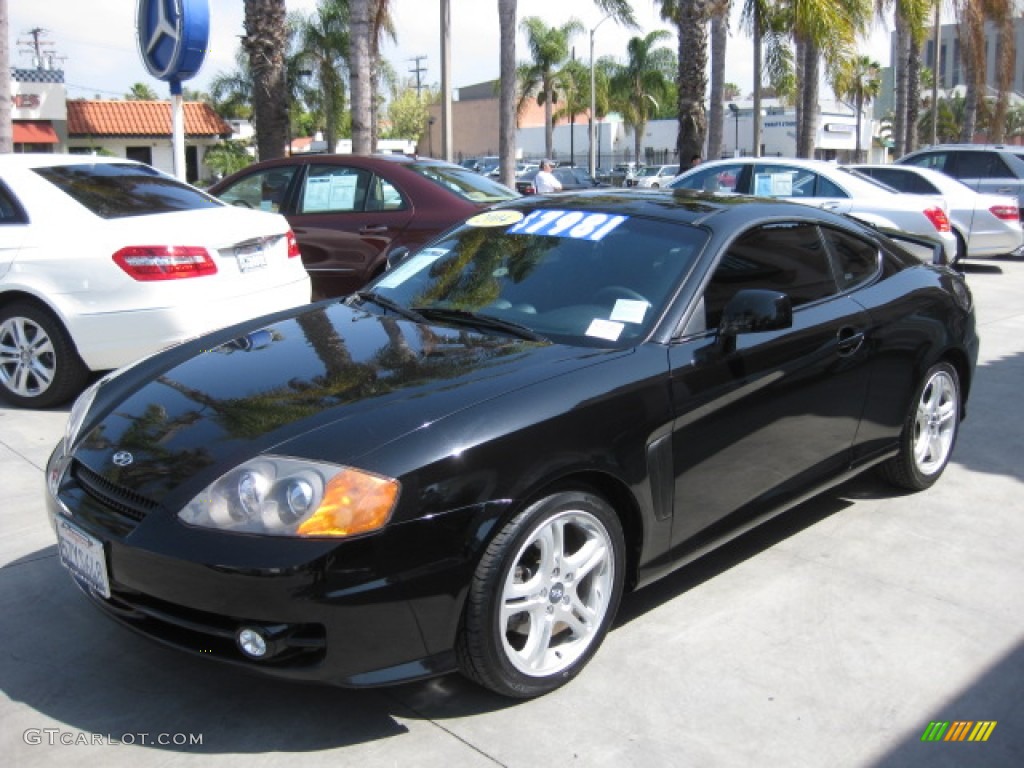 2004 Tiburon GT - Jet Black / Black photo #5