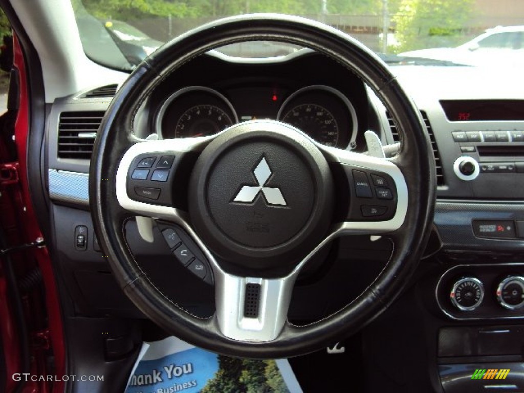 2011 Mitsubishi Lancer RALLIART AWD Black Steering Wheel Photo #81256235
