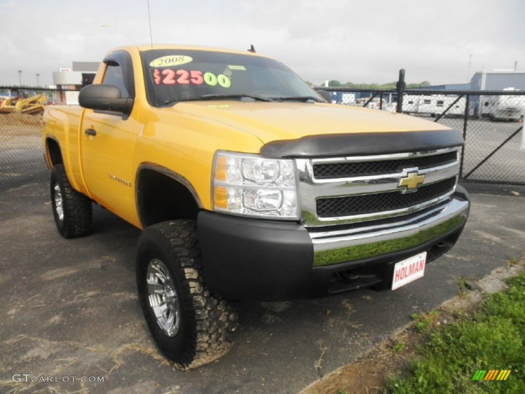 2008 Silverado 1500 LT Regular Cab 4x4 - Yellow / Light Titanium/Ebony Accents photo #2