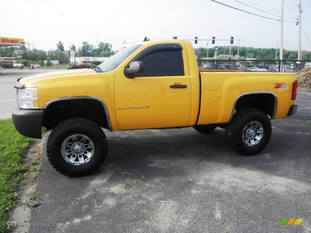 2008 Silverado 1500 LT Regular Cab 4x4 - Yellow / Light Titanium/Ebony Accents photo #4