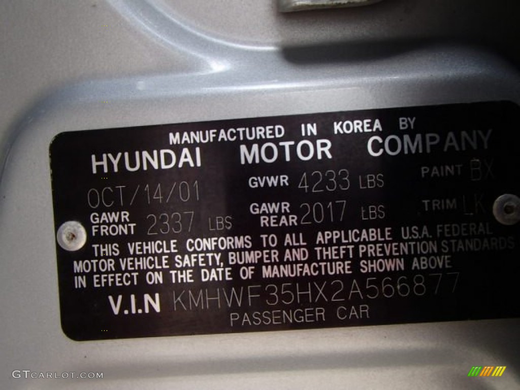 2002 Sonata GLS V6 - Brilliant Silver / Black photo #20
