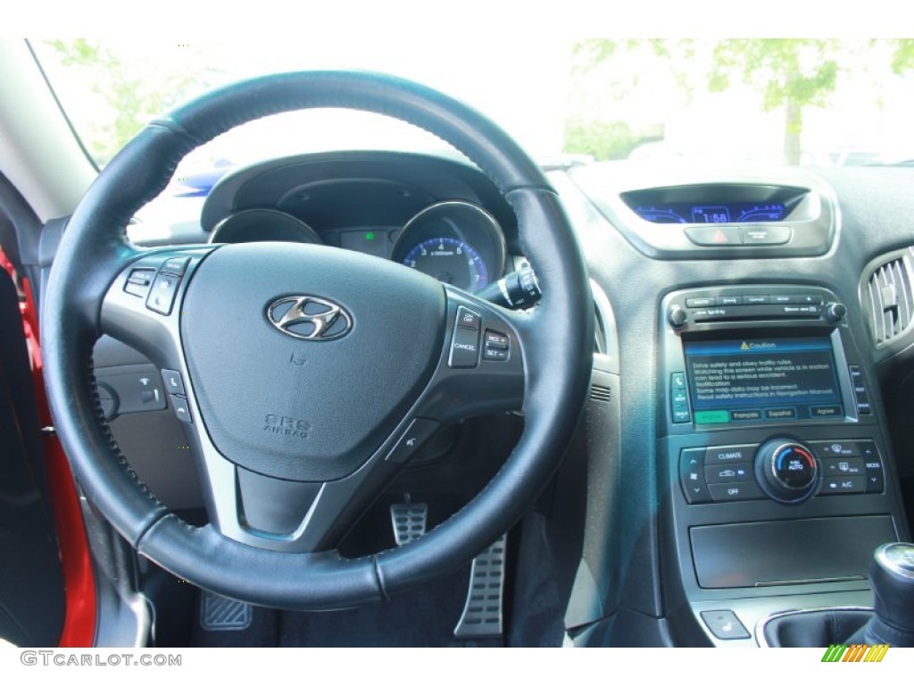 2012 Hyundai Genesis Coupe 3.8 Grand Touring Black Leather Steering Wheel Photo #81268440