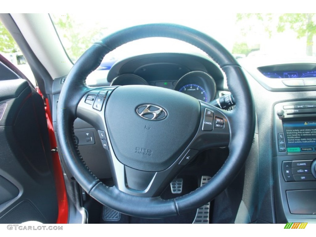 2012 Hyundai Genesis Coupe 3.8 Grand Touring Black Leather Steering Wheel Photo #81268457