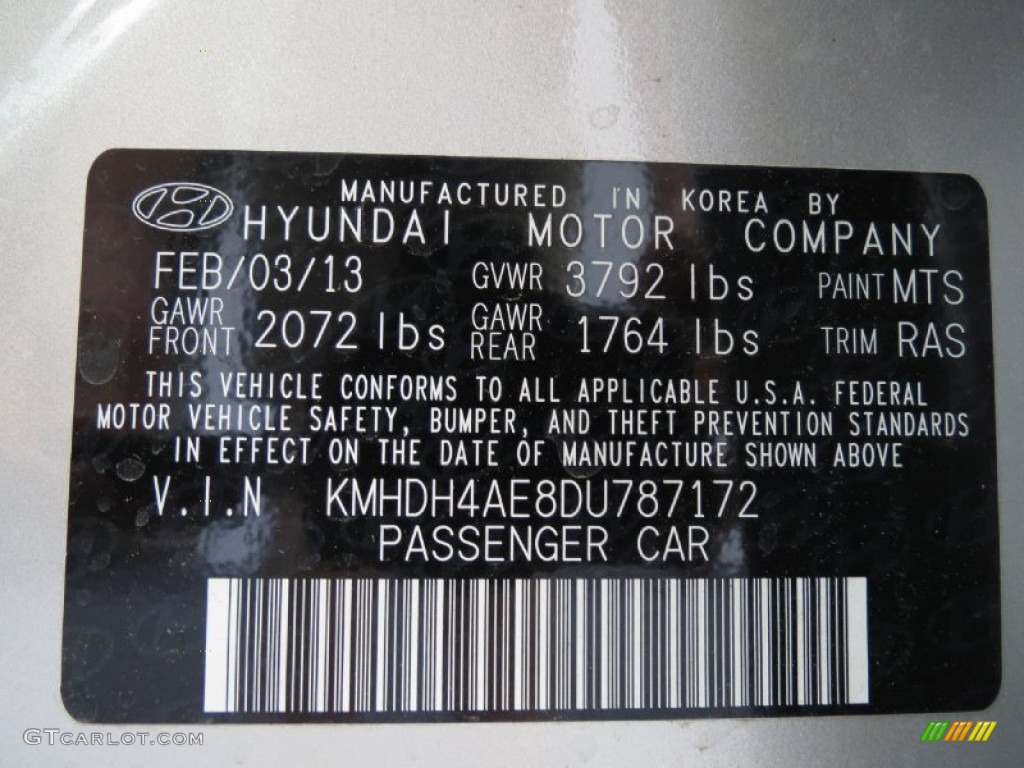 2013 Elantra GLS - Shimmering Air Silver / Gray photo #6