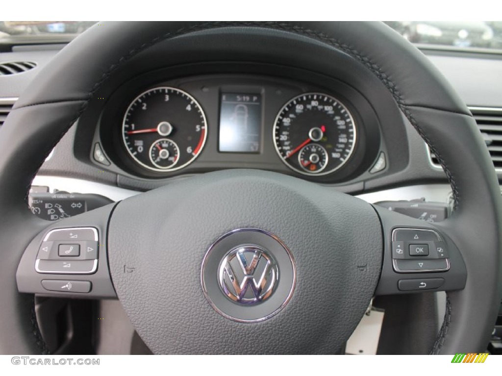 2013 Volkswagen Passat TDI SE Titan Black Steering Wheel Photo #81269376