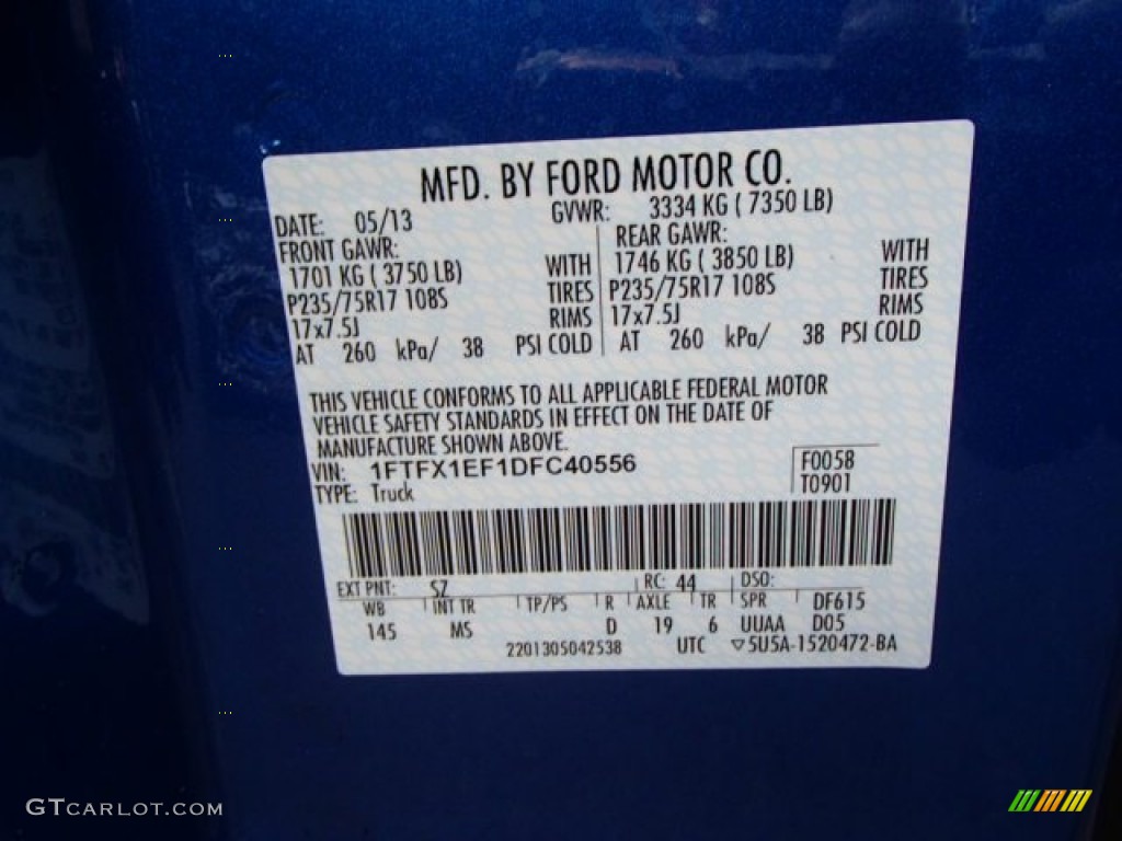 2013 F150 Color Code SZ for Blue Flame Metallic Photo #81269784