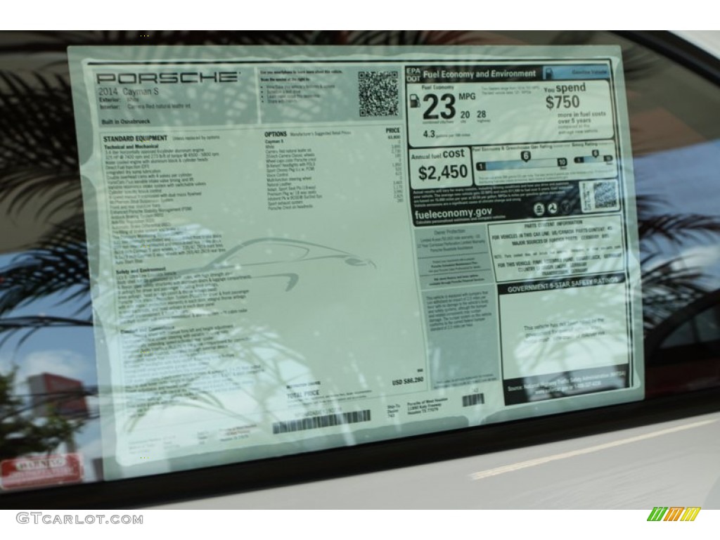 2014 Porsche Cayman S Window Sticker Photo #81270061