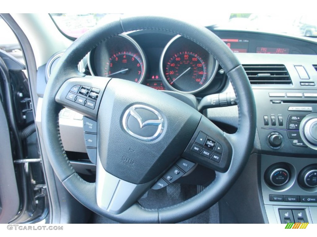 2011 Mazda MAZDA3 s Grand Touring 5 Door Black Steering Wheel Photo #81270826