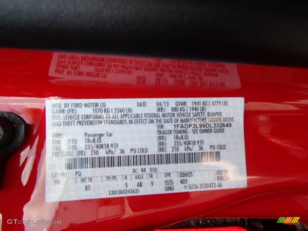 2013 Focus Color Code PQ for Race Red Photo #81271092