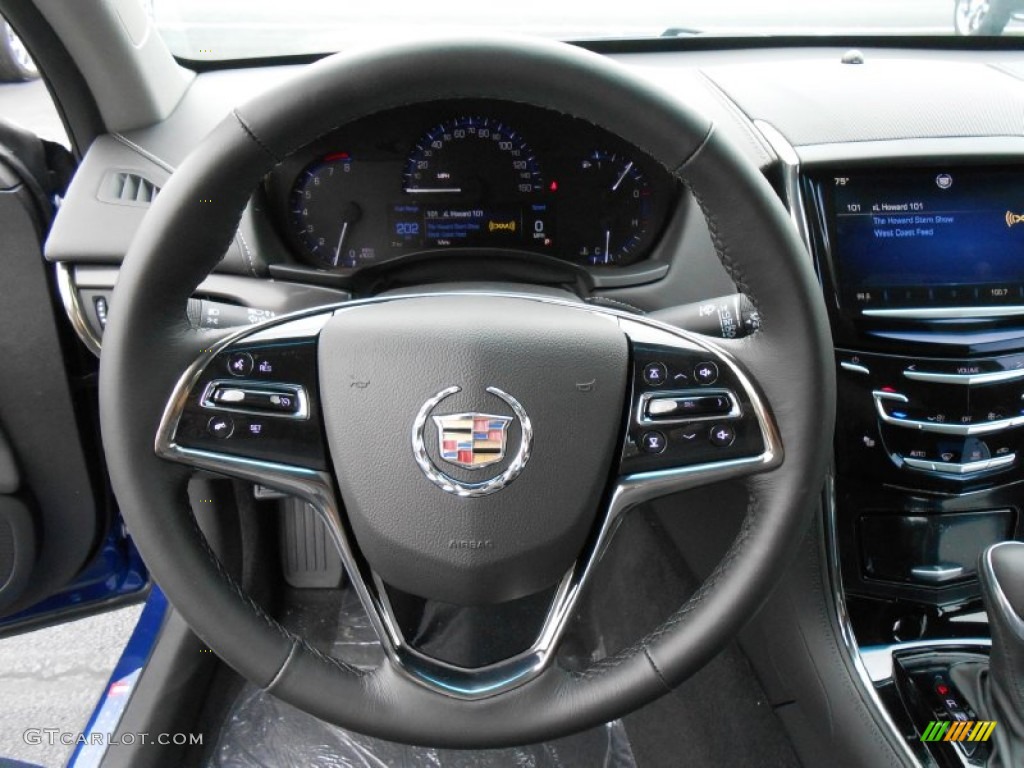 2013 Cadillac ATS 2.0L Turbo AWD Jet Black/Jet Black Accents Steering Wheel Photo #81276170