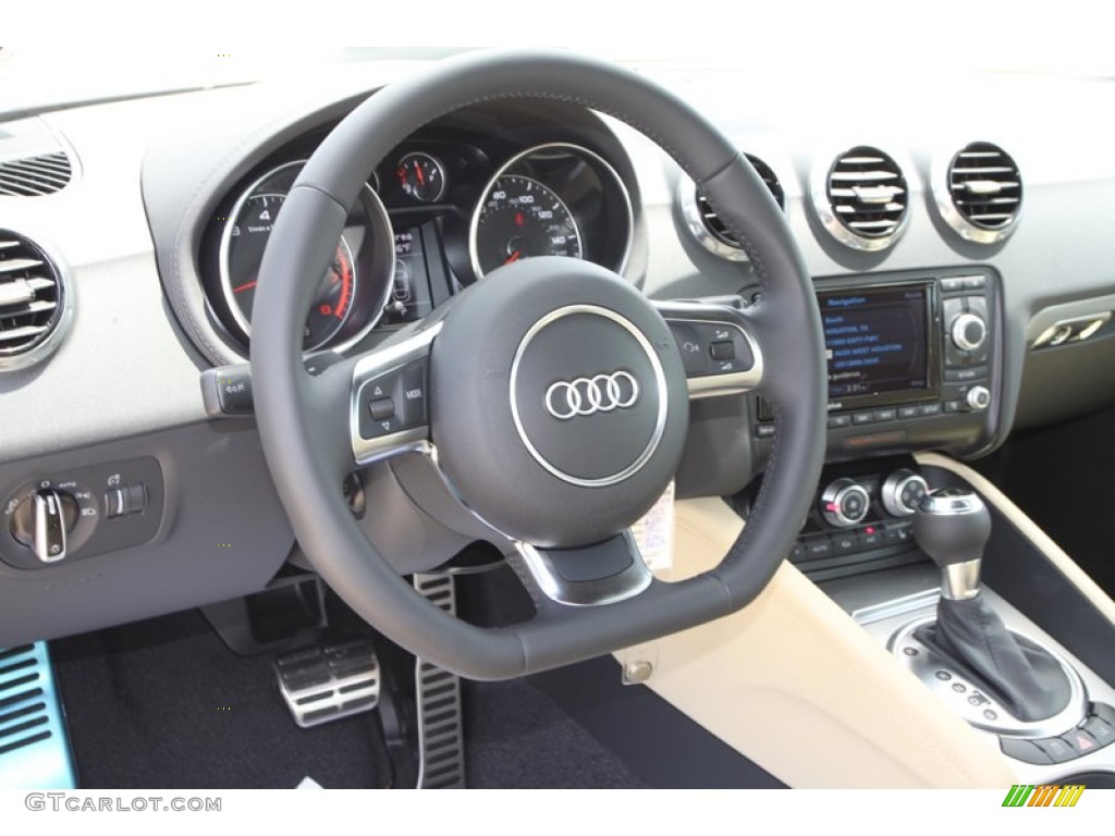 2013 Audi TT 2.0T quattro Coupe Luxor Beige Steering Wheel Photo #81281269