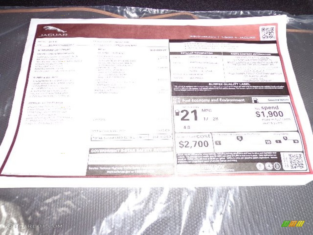2013 Jaguar XF 3.0 Window Sticker Photos