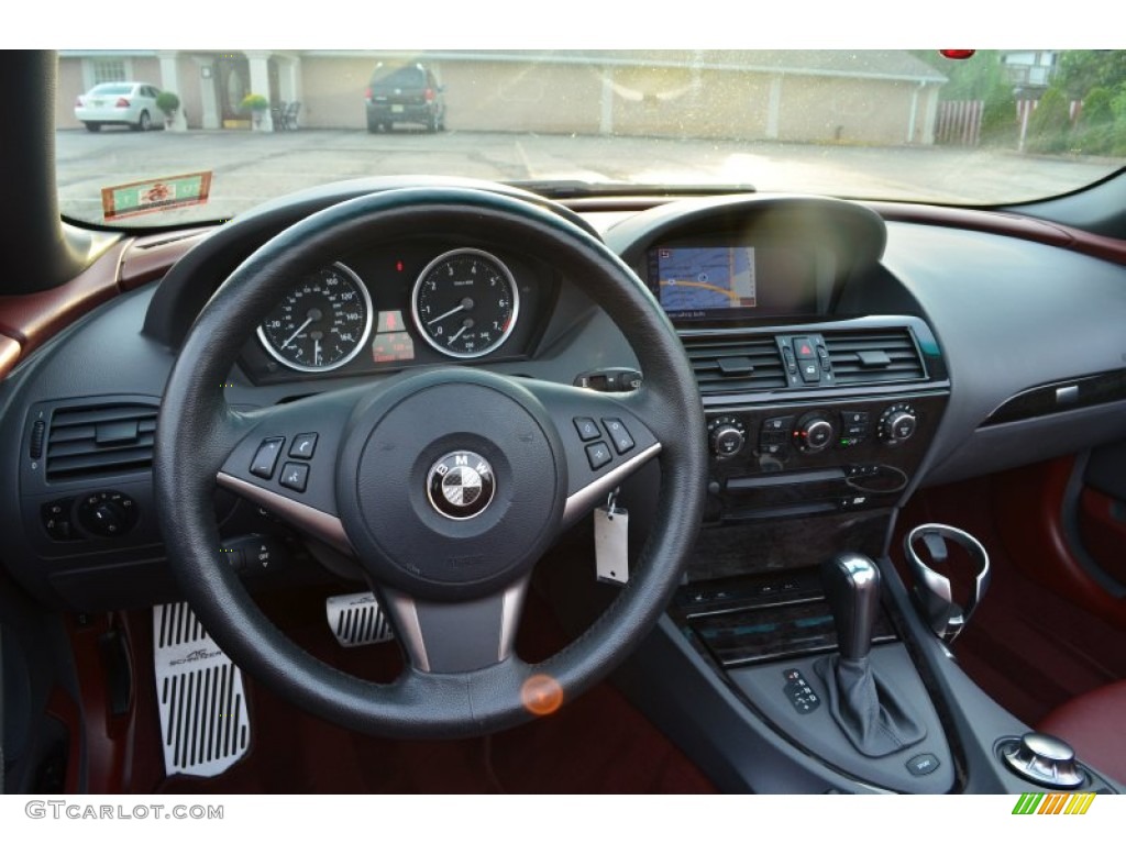 2005 BMW 6 Series 645i Convertible Chateau Red Dashboard Photo #81283660