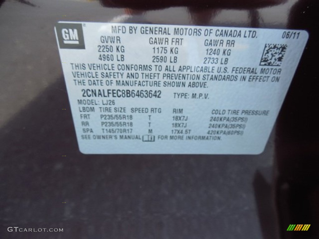 2011 Equinox LTZ - Espresso Brown Metallic / Brownstone/Jet Black photo #23