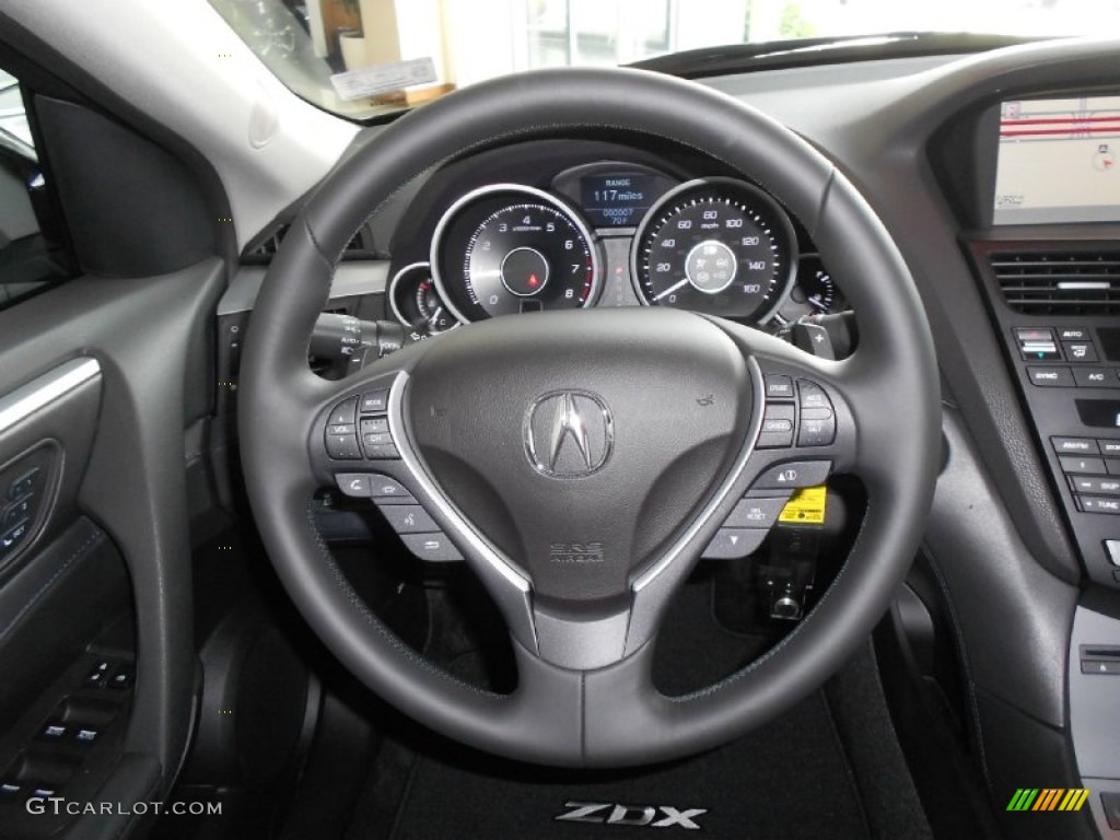 2012 Acura ZDX SH-AWD Technology Ebony Steering Wheel Photo #81290684