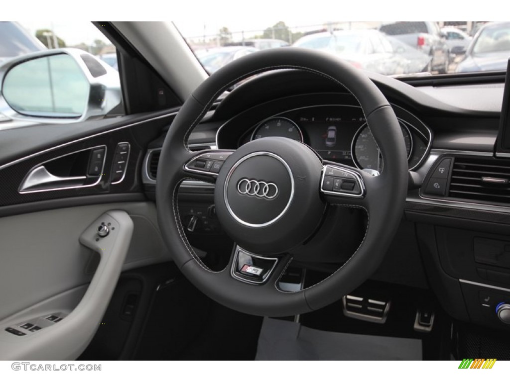 2013 Audi S6 4.0 TFSI quattro Sedan Lunar Silver Steering Wheel Photo #81291305