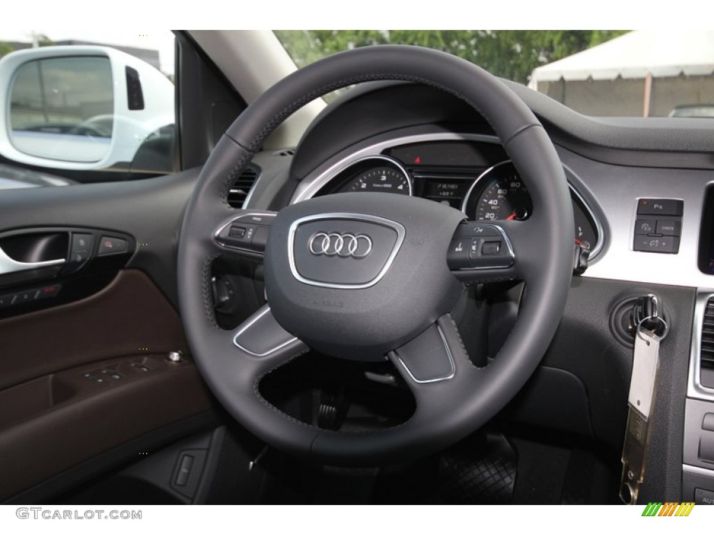 2013 Audi Q7 3.0 TDI quattro Espresso Brown Steering Wheel Photo #81292543