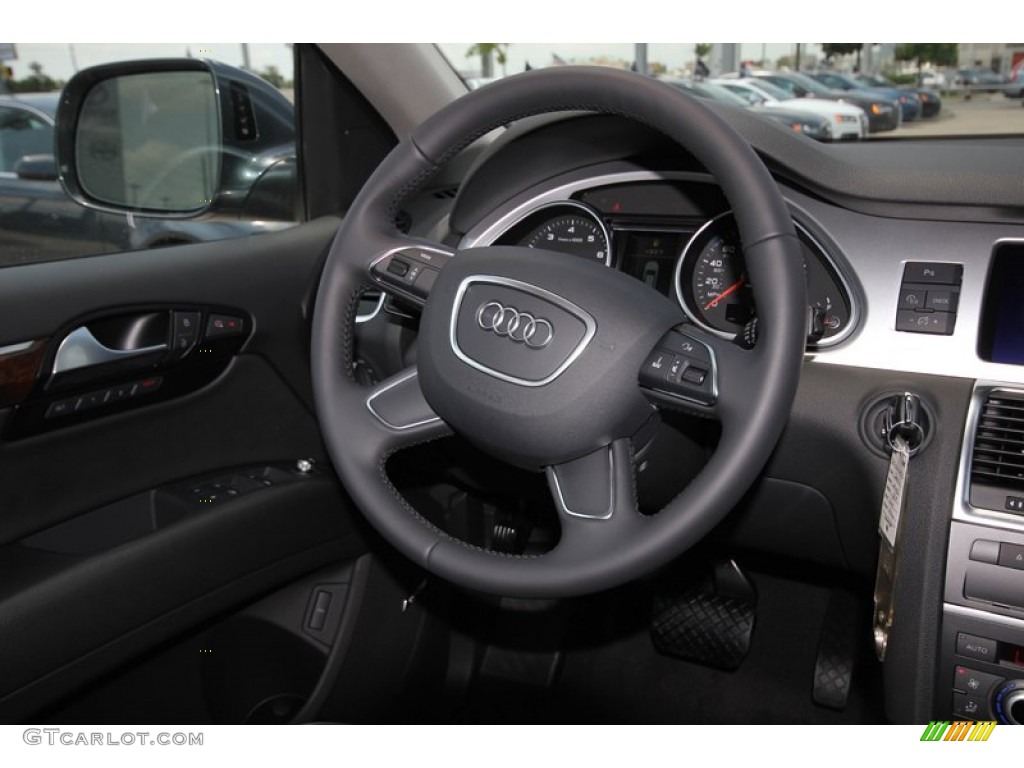 2013 Audi Q7 3.0 TFSI quattro Black Steering Wheel Photo #81293792