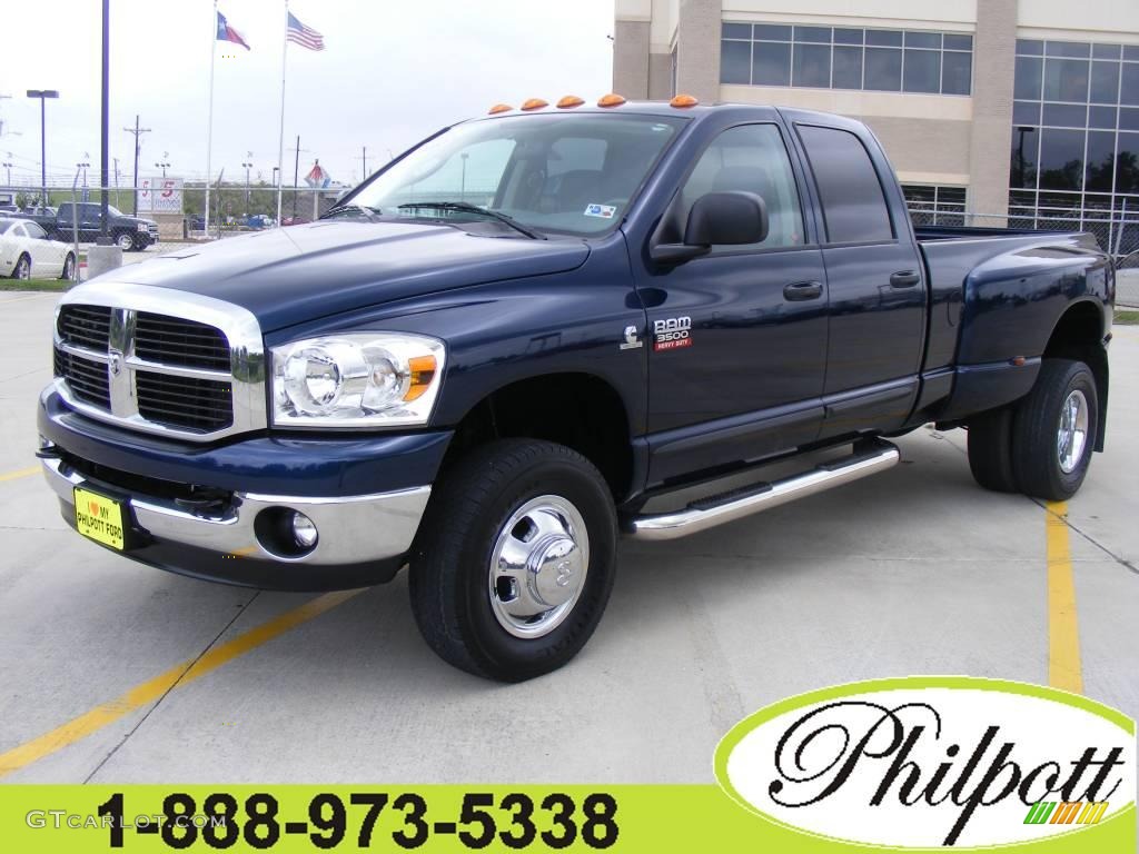 2007 Ram 3500 Lone Star Quad Cab 4x4 Dually - Patriot Blue Pearl / Medium Slate Gray photo #1